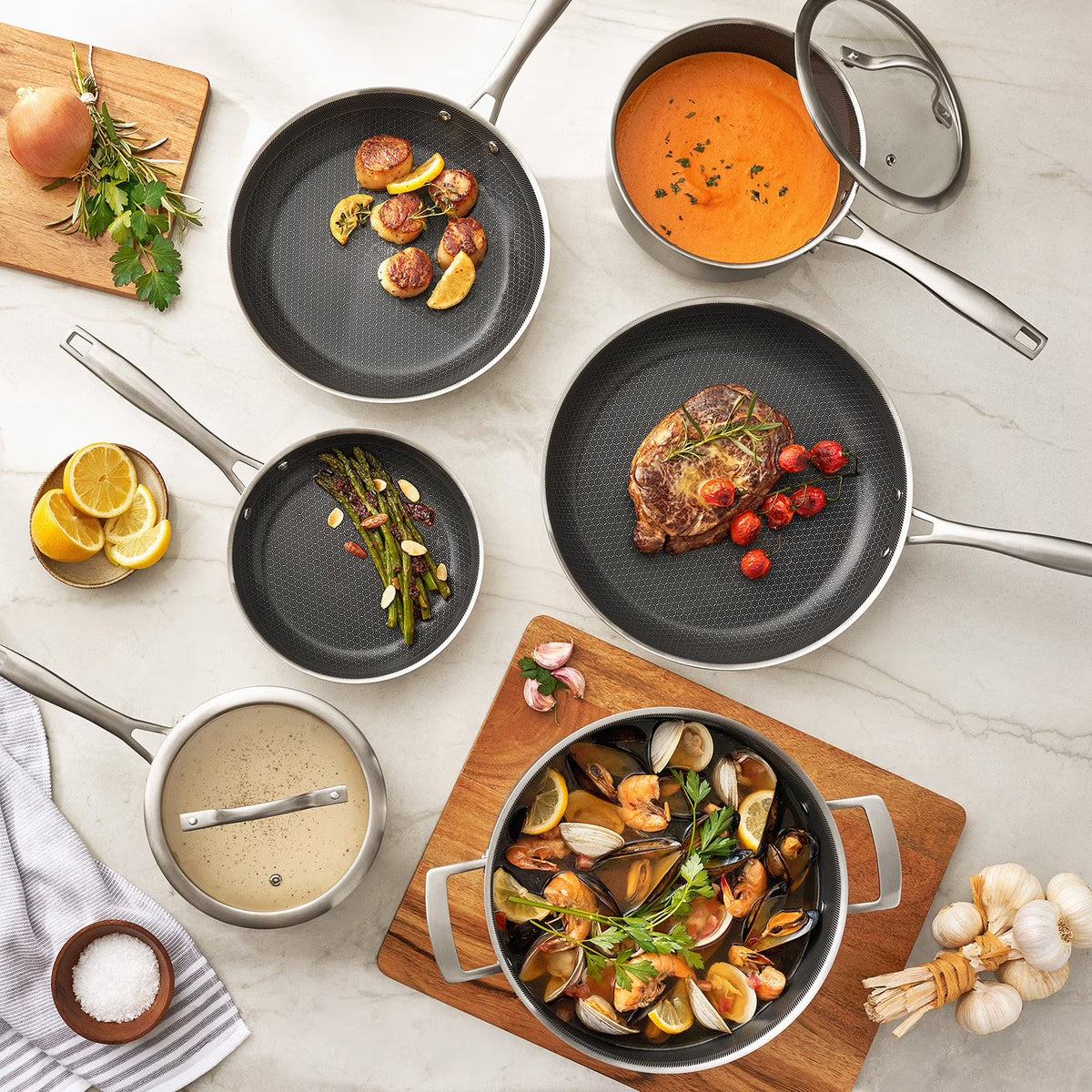 10-Piece Hybrid Ceramic Nonstick Cookware Set