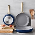 3-Piece Modern Ceramic Fry Pan Set, Assorted Colors
