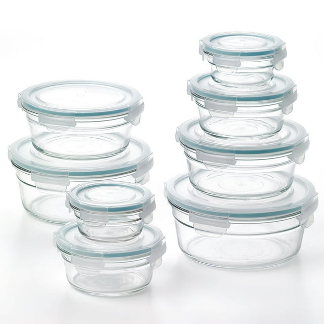 16-Piece Round Shape Glass Food Storage Set by Glasslock