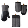 4 -Pack Yarn Dyed Silicone Oven Mitt, Pot Holder, Mini Mitt Set
