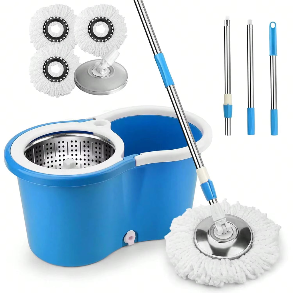 Heavy Duty Spin Mop & Bucket Set, 360° Rotating Floor Cleaner with 3 Mop Heads, Adjustable Handle, Hot Sale