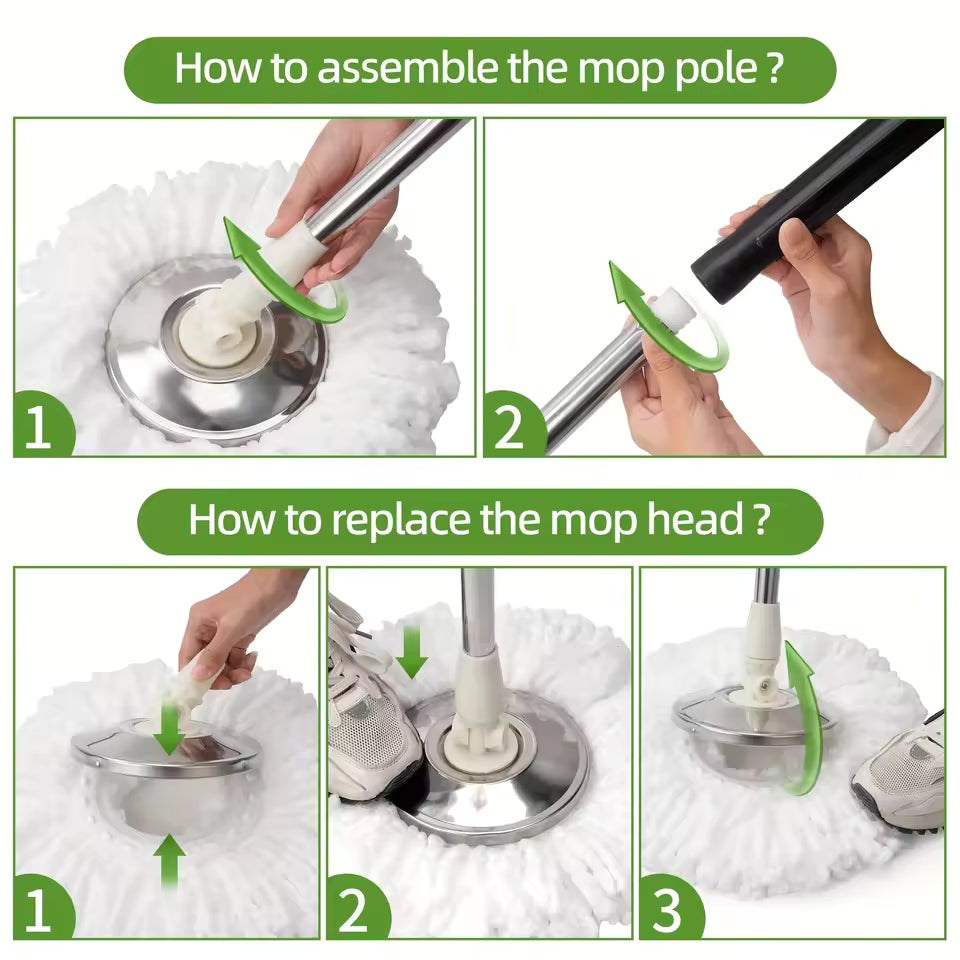 Heavy Duty Spin Mop & Bucket Set, 360° Rotating Floor Cleaner with 3 Mop Heads, Adjustable Handle, Hot Sale