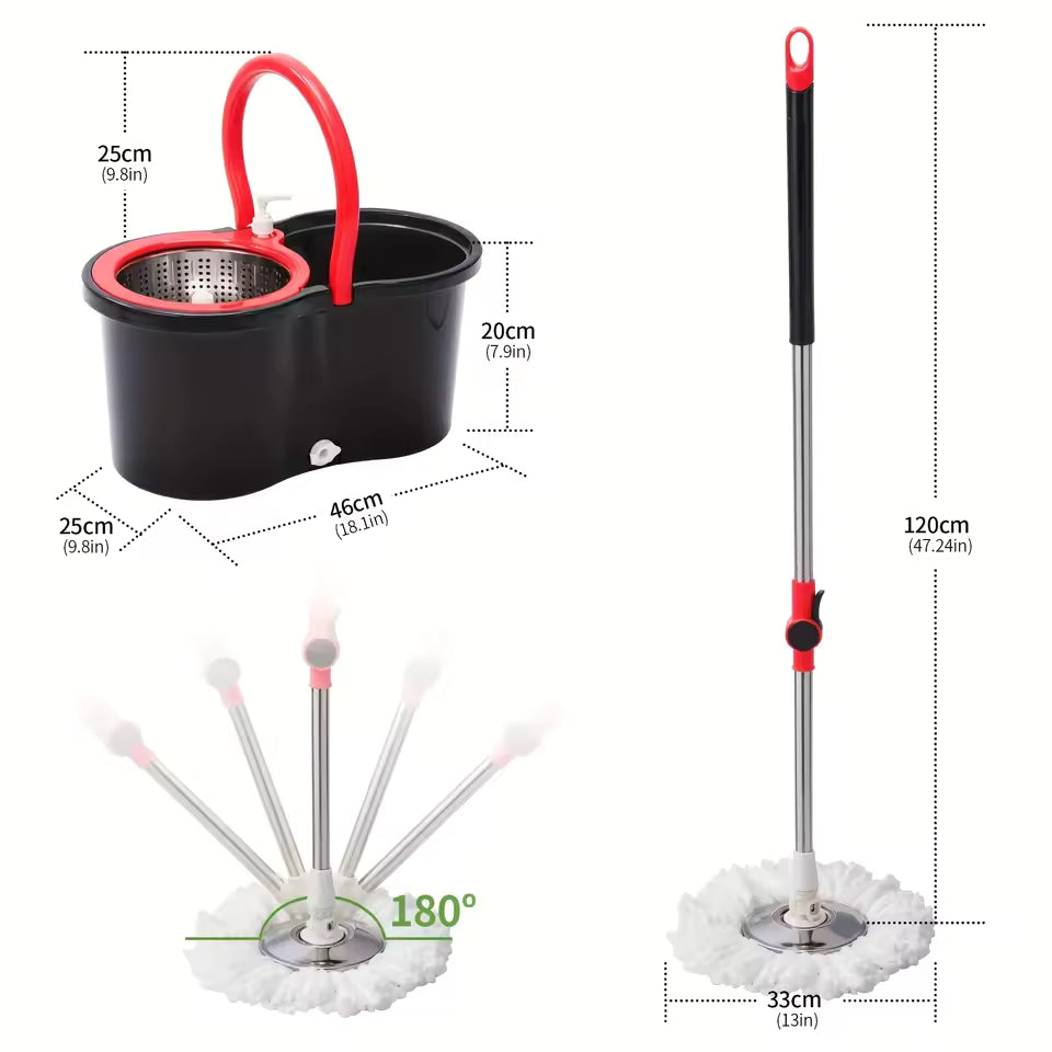 Heavy Duty Spin Mop & Bucket Set, 360° Rotating Floor Cleaner with 3 Mop Heads, Adjustable Handle, Hot Sale