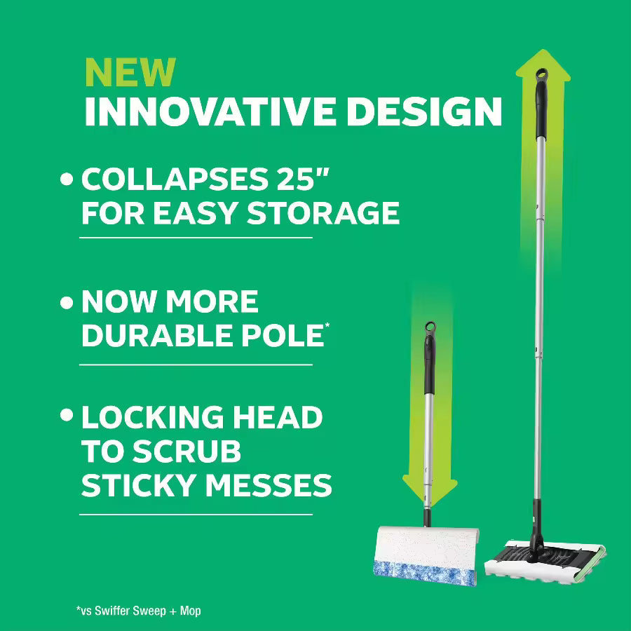 Swiffer Sweep and Mop Deluxe, 2-in-1 Floor Mopping and Sweeping Kit, 1 Device, 5 Sweep Refills, 6 Mop Refills