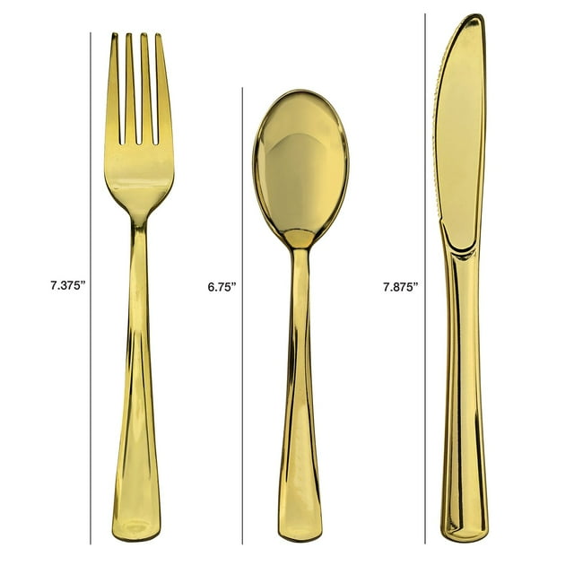 Tableluxe Gold Plastic Cutlery - detail view