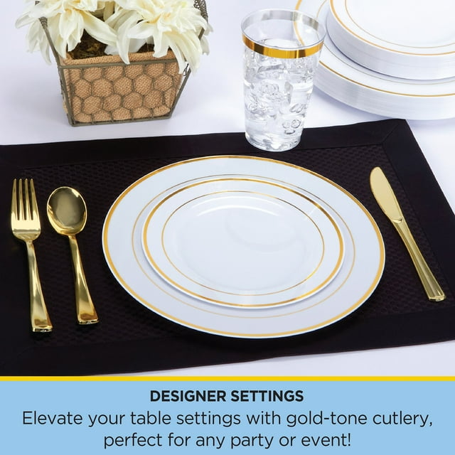 Tableluxe Gold Plastic Cutlery - packaging